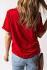 Red Rugby Bowknot Graphic Crew Neck Tee