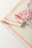 Beige Floral Patchwork Chest Pocket Wide Sleeve Waffle T Shirt Beige Floral Patchwork Chest Pocket Wide Sleeve Waffle T Shirt