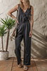 Black Wrap V Neck Sleeveless High Waist Jumpsuit
