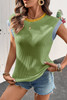 Grass Green Color Block Corded Knit Crew Neck Tee