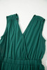Blackish Green Deep V Pleated Crisscross Wide Leg Backless Jumpsuit
