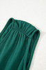 Blackish Green Deep V Pleated Crisscross Wide Leg Backless Jumpsuit
