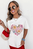White MAMA Flower Heart Cotton Blend Graphic Tee