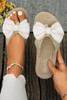 White Stitched Bow Decor Straw Woven Flip Flop Slippers