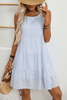 Light Blue Plaid Tiered A-line Sleeveless Mini Sundress