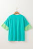Aruba Blue Frayed Denim Star Patched Oversize T Shirt