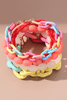 Pink Colorful Beaded Chain Link Layered Bracelet Set Pink Colorful Beaded Chain Link Layered Bracelet Set