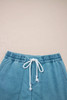 Beau Blue Contrast Drawstring Elastic Waist Denim Shorts