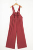 Red Clay Knotted Back Strap Cotton Bib Jumpsuit Red Clay Knotted Back Strap Cotton Bib Jumpsuit
