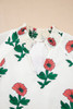 Beige Floral Print Shirred Split Neck Short Sleeve Blouse Beige Floral Print Shirred Split Neck Short Sleeve Blouse