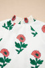Beige Floral Print Shirred Split Neck Short Sleeve Blouse Beige Floral Print Shirred Split Neck Short Sleeve Blouse