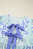 Sky Blue Leopard Contrast Bow Puff Sleeve Mini Dress