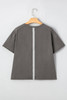 Medium Grey Lace Bow Raw Edge Drop Shoulder Casual T Shirt Medium Grey Lace Bow Raw Edge Drop Shoulder Casual T Shirt