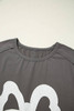 Medium Grey Lace Bow Raw Edge Drop Shoulder Casual T Shirt Medium Grey Lace Bow Raw Edge Drop Shoulder Casual T Shirt