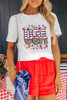 White Patriotic Star Leopard USA Letter Graphic T Shirt