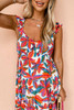 Red Boho Floral Ruffled Strap V Neck Maxi Dress