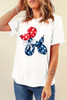 White American Flag Inspired Balloon Dog Graphic Cotton Blend T Shirt
