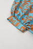Sky Blue Abstract Print Dolman Short Sleeve Western Loose Shirt