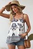 Blue Bohemian Fashion Print Spaghetti Straps Loose Tank