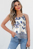 Blue Bohemian Fashion Print Spaghetti Straps Loose Tank