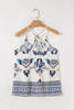 Blue Bohemian Fashion Print Spaghetti Straps Loose Tank