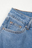 Blue Mid Rise Asymmetrical Waist Wide Leg Jeans