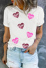 White mama Heart Shape Sequin Patched Crew Neck T Shirt