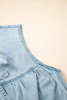 Beau Blue Bowknot Neck Sleeveless Ruffled Chambray Dress