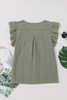 Laurel Green Flutter Sleeve Lace V Neck Shirt
