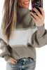 Color Block High Neck Pullover Sweater For Women