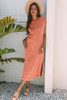 Carrot Mineral Wash Pocketed T-shirt Long Dress