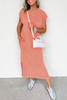 Carrot Mineral Wash Pocketed T-shirt Long Dress