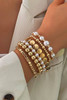 Gold Minimalist Pearl Beaded Multi Layer Elastic Bracelets Gold Minimalist Pearl Beaded Multi Layer Elastic Bracelets