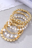 Gold Minimalist Pearl Beaded Multi Layer Elastic Bracelets Gold Minimalist Pearl Beaded Multi Layer Elastic Bracelets