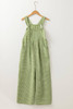 Green Gingham Wide Leg Loose Overall with Pockets