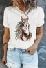 White Western Aztec Horse Graphic Crewneck Tee White Western Aztec Horse Graphic Crewneck Tee
