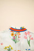 White Floral Short Puff Sleeve Contrast V Neck Print Blouse White Floral Short Puff Sleeve Contrast V Neck Print Blouse