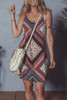 Red Geometric Paisley Print Sleeveless Shift Mini Dress