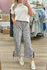 Gray Leopard High Waist Side Bow Straight Leg