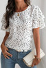 White Dalmatian Print Layered Ruffled Short Sleeve Blouse