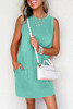 Sea Green Mineral Wash Tank Mini Dress with Pockets Sea Green Mineral Wash Tank Mini Dress with Pockets