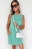 Sea Green Mineral Wash Tank Mini Dress with Pockets Sea Green Mineral Wash Tank Mini Dress with Pockets