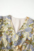 Multicolour Vintage Floral V Neck Short Puff Sleeve Long Dress