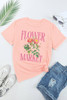 Pink FLOWER MARKET Graphic Crewneck T Shirt