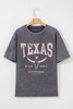 Medium Grey TEXAS Steer Head Graphic Mineral Wash Oversized T Shirt