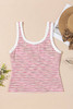 Pink Stripe Contrast Trim Yarn-dyeing Knit Tank Top