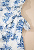 Sky Blue Floral Print Strapless Zipped Back Knot Waist Ruffled Romper