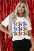 White American Flag Balloon Dog Print Crew Neck T Shirt