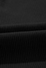 Black V Neck Ribbed Knit Lightweight Short Sleeve Sweater