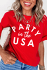 Red PARTY in the USA Printed Independence Day T Shirt